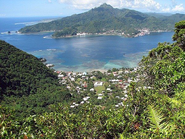 A view of Pago Pago Harbor on Tutuila Island in American Samoa; the mouth (entrance) is to the left A view of Pago Pago Harbor on Tutuila Island in American Samoa; the mouth (entrance) is to the left