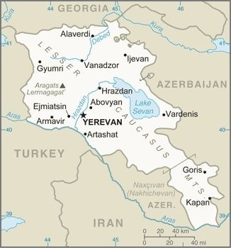 Armenia: Armenia map showing major cities as well as parts of surrounding countries. Armenia: Armenia map showing major cities as well as parts of surrounding countries.