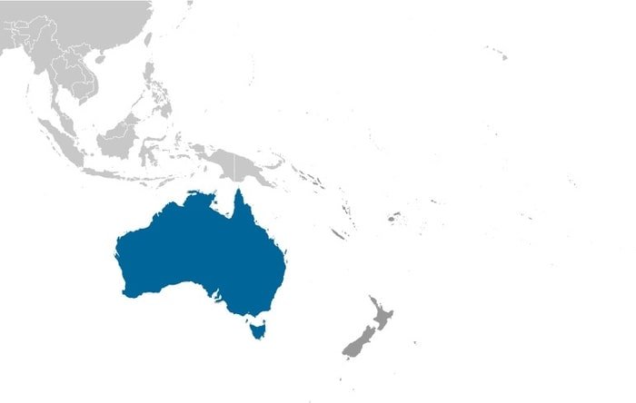 Australia: Oceania, continent between the Indian Ocean and the South Pacific Ocean Australia: Oceania, continent between the Indian Ocean and the South Pacific Ocean