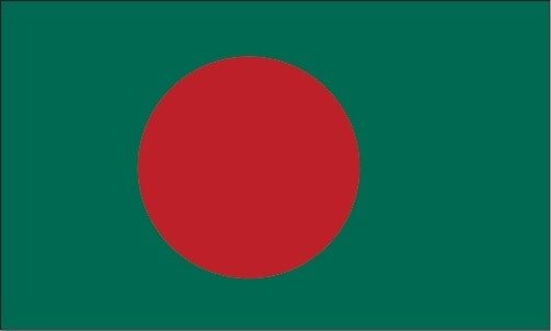 Bangladesh: green field with a large red disk shifted slightly to the hoist side of center; the red disk represents the rising sun and the sacrifice to achieve independence; the green field symbolizes the lush vegetation of Bangladesh Bangladesh: green field with a large red disk shifted slightly to the hoist side of center; the red disk represents the rising sun and the sacrifice to achieve independence; the green field symbolizes the lush vegetation of Bangladesh