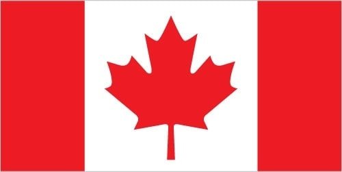 Canada: two vertical bands of red (hoist and fly side, half width) with white square between them; an 11-pointed red maple leaf is centered in the white square; the maple leaf has long been a Canadian symbol Canada: two vertical bands of red (hoist and fly side, half width) with white square between them; an 11-pointed red maple leaf is centered in the white square; the maple leaf has long been a Canadian symbol