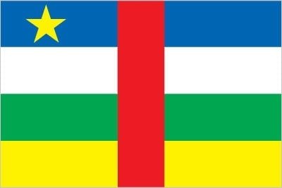 Central African Republic: four equal horizontal bands of blue (top), white, green, and yellow with a vertical red band in center; a yellow five-pointed star to the hoist side of the blue band; banner combines the Pan-African and French flag colors; red symbolizes the blood spilled in the struggle for independence, blue represents the sky and freedom, white peace and dignity, green hope and faith, and yellow tolerance; the star represents aspiration towards a vibrant future Central African Republic: four equal horizontal bands of blue (top), white, green, and yellow with a vertical red band in center; a yellow five-pointed star to the hoist side of the blue band; banner combines the Pan-African and French flag colors; red symbolizes the blood spilled in the struggle for independence, blue represents the sky and freedom, white peace and dignity, green hope and faith, and yellow tolerance; the star represents aspiration towards a vibrant future