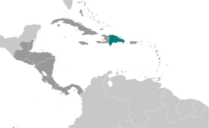 Dominican Republic: Caribbean, eastern two-thirds of the island of Hispaniola, between the Caribbean Sea and the North Atlantic Ocean, east of Haiti Dominican Republic: Caribbean, eastern two-thirds of the island of Hispaniola, between the Caribbean Sea and the North Atlantic Ocean, east of Haiti