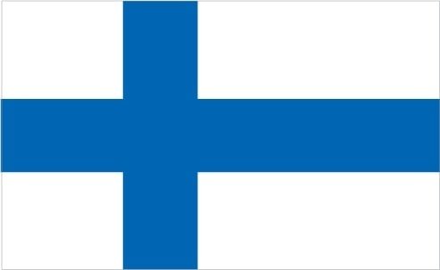Finland: white with a blue cross extending to the edges of the flag; the vertical part of the cross is shifted to the hoist side in the style of the Dannebrog (Danish flag); the blue represents the thousands of lakes scattered across the country, while the white is for the snow that covers the land in winter Finland: white with a blue cross extending to the edges of the flag; the vertical part of the cross is shifted to the hoist side in the style of the Dannebrog (Danish flag); the blue represents the thousands of lakes scattered across the country, while the white is for the snow that covers the land in winter