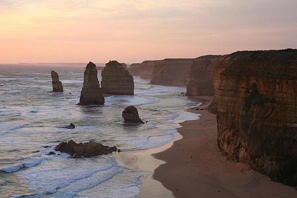 Sunset over the limestone stacks known as The Twelve Apostles, Port Campbell National Park, Victoria, Australia Sunset over the limestone stacks known as The Twelve Apostles, Port Campbell National Park, Victoria, Australia