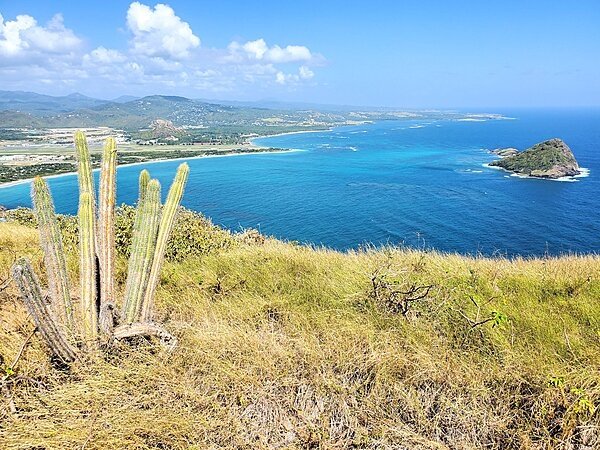 A view looking north from the southern tip of Saint Lucia along the southeastern coast of the island. The islands to the right make up the Maria Islands Nature Preserve A view looking north from the southern tip of Saint Lucia along the southeastern coast of the island. The islands to the right make up the Maria Islands Nature Preserve