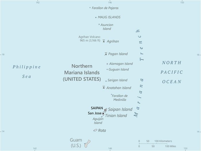 Northern Mariana Islands: Northern Mariana Islands map showing the major islands of this archipelago in the North Pacific Ocean. Northern Mariana Islands: Northern Mariana Islands map showing the major islands of this archipelago in the North Pacific Ocean.