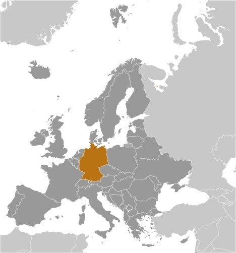 Germany: Central Europe, bordering the Baltic Sea and the North Sea, between the Netherlands and Poland, south of Denmark Germany: Central Europe, bordering the Baltic Sea and the North Sea, between the Netherlands and Poland, south of Denmark