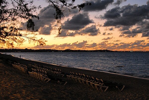 Golden sunset along a strand of beach on Providenciales Island Golden sunset along a strand of beach on Providenciales Island