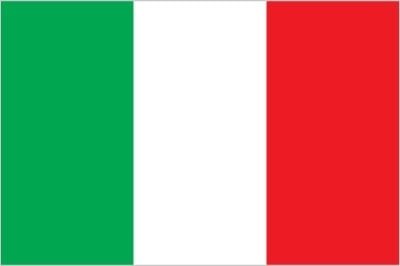 Italy: three equal vertical bands of green (hoist side), white, and red; design inspired by the French flag brought to Italy by Napoleon in 1797; colors are those of Milan (red and white) combined with the green uniform color of the Milanese civic guard<br />
note: similar to the flag of Mexico, which is longer, uses darker shades of green and red, and has its coat of arms centered on the white band; Ireland, which is longer and is green (hoist side), white, and orange; also similar to the flag of the Cote d'Ivoire, which has the colors reversed - orange (hoist side), white, and green<br />
