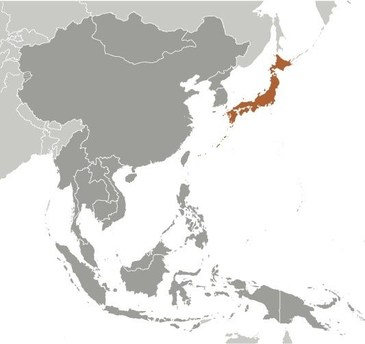Japan: Eastern Asia, island chain between the North Pacific Ocean and the Sea of Japan, east of the Korean Peninsula Japan: Eastern Asia, island chain between the North Pacific Ocean and the Sea of Japan, east of the Korean Peninsula