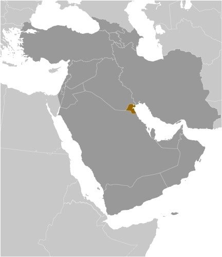 Kuwait: Middle East, bordering the Persian Gulf, between Iraq and Saudi Arabia Kuwait: Middle East, bordering the Persian Gulf, between Iraq and Saudi Arabia
