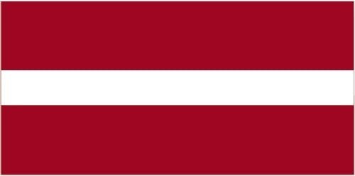 Latvia: three horizontal bands of maroon (top), white (half-width), and maroon; the flag is one of the older banners in the world; a medieval chronicle mentions a red standard with a white stripe being used by Latvian tribes in about 1280 Latvia: three horizontal bands of maroon (top), white (half-width), and maroon; the flag is one of the older banners in the world; a medieval chronicle mentions a red standard with a white stripe being used by Latvian tribes in about 1280