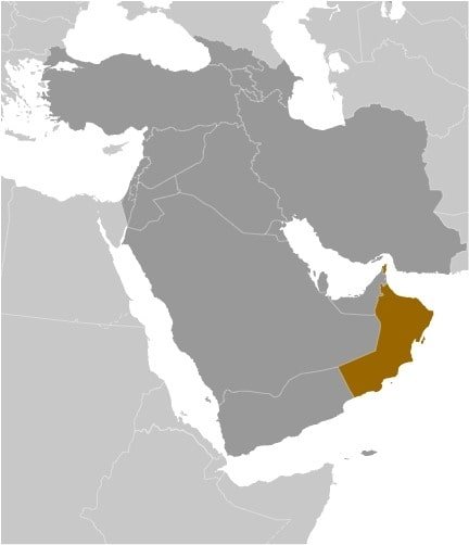 Oman: Middle East, bordering the Arabian Sea, Gulf of Oman, and Persian Gulf, between Yemen and the UAE Oman: Middle East, bordering the Arabian Sea, Gulf of Oman, and Persian Gulf, between Yemen and the UAE