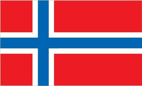 Norway: red with a blue cross outlined in white that extends to the edges of the flag; the vertical part of the cross is shifted to the hoist side in the style of the Dannebrog (Danish flag); the colors recall Norway's past political unions with Denmark (red and white) and Sweden (blue) Norway: red with a blue cross outlined in white that extends to the edges of the flag; the vertical part of the cross is shifted to the hoist side in the style of the Dannebrog (Danish flag); the colors recall Norway's past political unions with Denmark (red and white) and Sweden (blue)