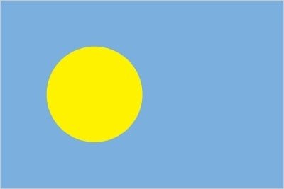 Palau: light blue with a large yellow disk shifted slightly to the hoist side; the blue color represents the ocean, the disk represents the moon; Palauans consider the full moon to be the optimum time for human activity; it is also considered a symbol of peace, love, and tranquility Palau: light blue with a large yellow disk shifted slightly to the hoist side; the blue color represents the ocean, the disk represents the moon; Palauans consider the full moon to be the optimum time for human activity; it is also considered a symbol of peace, love, and tranquility