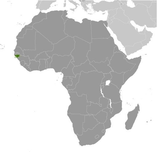 Guinea-Bissau: Western Africa, bordering the North Atlantic Ocean, between Guinea and Senegal Guinea-Bissau: Western Africa, bordering the North Atlantic Ocean, between Guinea and Senegal