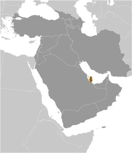 Qatar: Middle East, peninsula bordering the Persian Gulf and Saudi Arabia Qatar: Middle East, peninsula bordering the Persian Gulf and Saudi Arabia