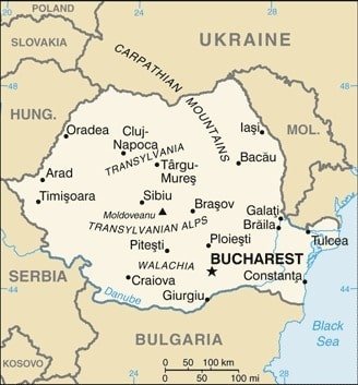 Romania: Romania map showing major cities as well as parts of surrounding countries and the Black Sea. Romania: Romania map showing major cities as well as parts of surrounding countries and the Black Sea.