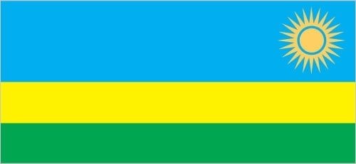 Rwanda: three horizontal bands of sky blue (top, double width), yellow, and green, with a golden sun with 24 rays near the fly end of the blue band; blue represents happiness and peace, yellow economic development and mineral wealth, green hope of prosperity and natural resources; the sun symbolizes unity, as well as enlightenment and transparency from ignorance Rwanda: three horizontal bands of sky blue (top, double width), yellow, and green, with a golden sun with 24 rays near the fly end of the blue band; blue represents happiness and peace, yellow economic development and mineral wealth, green hope of prosperity and natural resources; the sun symbolizes unity, as well as enlightenment and transparency from ignorance