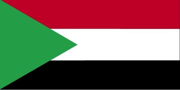 Sudan: three equal horizontal bands of red (top), white, and black with a green isosceles triangle based on the hoist side; colors and design based on the Arab Revolt flag of World War I, but the meanings of the colors are expressed as follows: red signifies the struggle for freedom, white is the color of peace, light, and love, black represents the people of Sudan (in Arabic 'Sudan' means black), green is the color of Islam, agriculture, and prosperity Sudan: three equal horizontal bands of red (top), white, and black with a green isosceles triangle based on the hoist side; colors and design based on the Arab Revolt flag of World War I, but the meanings of the colors are expressed as follows: red signifies the struggle for freedom, white is the color of peace, light, and love, black represents the people of Sudan (in Arabic 'Sudan' means black), green is the color of Islam, agriculture, and prosperity