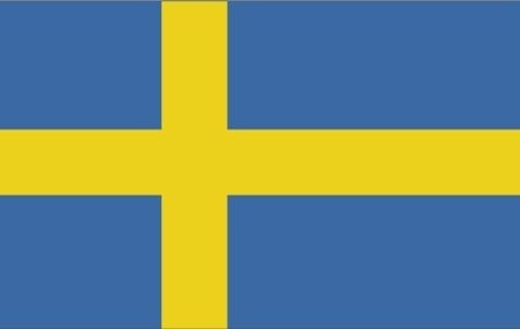 Sweden: blue with a golden yellow cross extending to the edges of the flag; the vertical part of the cross is shifted to the hoist side in the style of the Dannebrog (Danish flag); the colors reflect those of the Swedish coat of arms - three gold crowns on a blue field Sweden: blue with a golden yellow cross extending to the edges of the flag; the vertical part of the cross is shifted to the hoist side in the style of the Dannebrog (Danish flag); the colors reflect those of the Swedish coat of arms - three gold crowns on a blue field