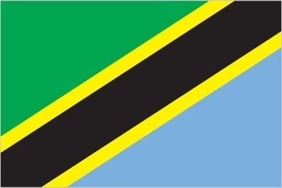 Tanzania: divided diagonally by a yellow-edged black band from the lower hoist-side corner; the upper triangle (hoist side) is green and the lower triangle is blue; the banner combines colors found on the flags of Tanganyika and Zanzibar; green represents the natural vegetation of the country, gold its rich mineral deposits, black the native Swahili people, and blue the country's many lakes and rivers, as well as the Indian Ocean Tanzania: divided diagonally by a yellow-edged black band from the lower hoist-side corner; the upper triangle (hoist side) is green and the lower triangle is blue; the banner combines colors found on the flags of Tanganyika and Zanzibar; green represents the natural vegetation of the country, gold its rich mineral deposits, black the native Swahili people, and blue the country's many lakes and rivers, as well as the Indian Ocean<br />