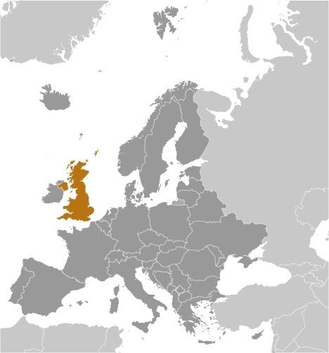 United Kingdom: Western Europe, islands - including the northern one-sixth of the island of Ireland - between the North Atlantic Ocean and the North Sea; northwest of France United Kingdom: Western Europe, islands - including the northern one-sixth of the island of Ireland - between the North Atlantic Ocean and the North Sea; northwest of France