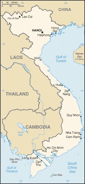 Vietnam: Vietnam map showing major cities as well as parts of surrounding countries and adjacent water bodies. Vietnam: Vietnam map showing major cities as well as parts of surrounding countries and adjacent water bodies.