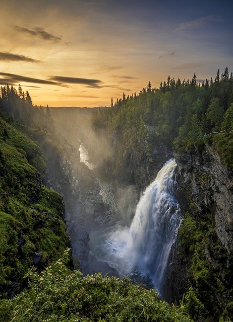 Waterfall, Sweden, Water Waterfall, Sweden, Water