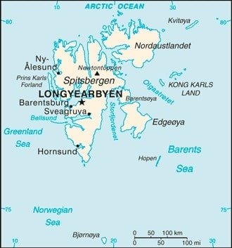 Svalbard: Svalbard map showing the major population centers and islands of this Norwegian territory in the Arctic Ocean. Svalbard: Svalbard map showing the major population centers and islands of this Norwegian territory in the Arctic Ocean.