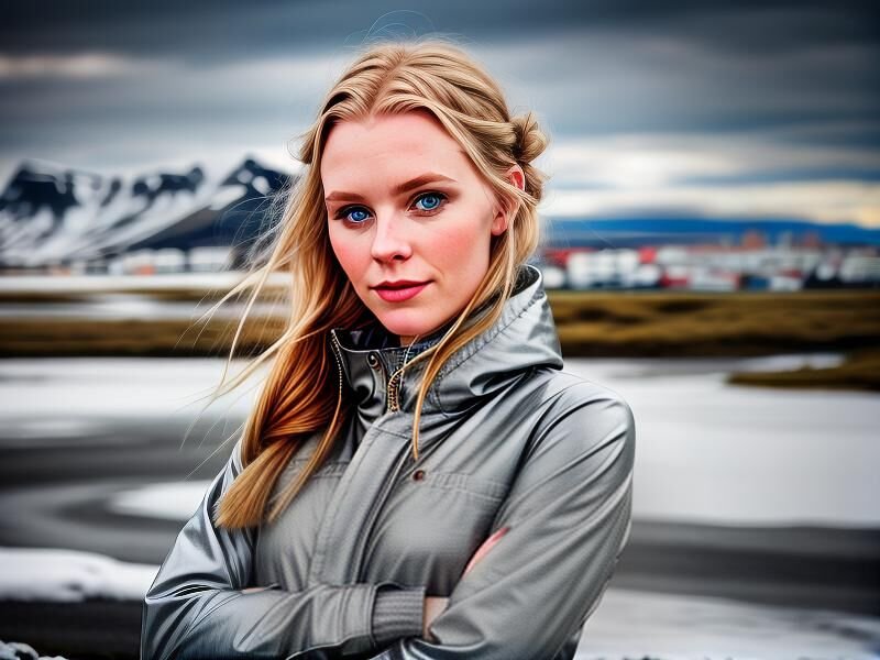 Portrait of beautiful Icelandic woman in Reykjavik