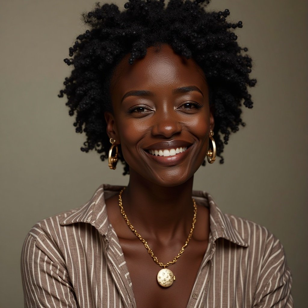 A woman black with Everyday Jewelry