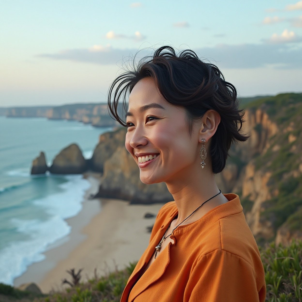 Beautiful smiling Chinese woman with short hair 🇵🇹 Portugal – Wild, grounding coastlines Beautiful smiling Chinese woman with short hair 🇵🇹 Portugal – Wild, grounding coastlines