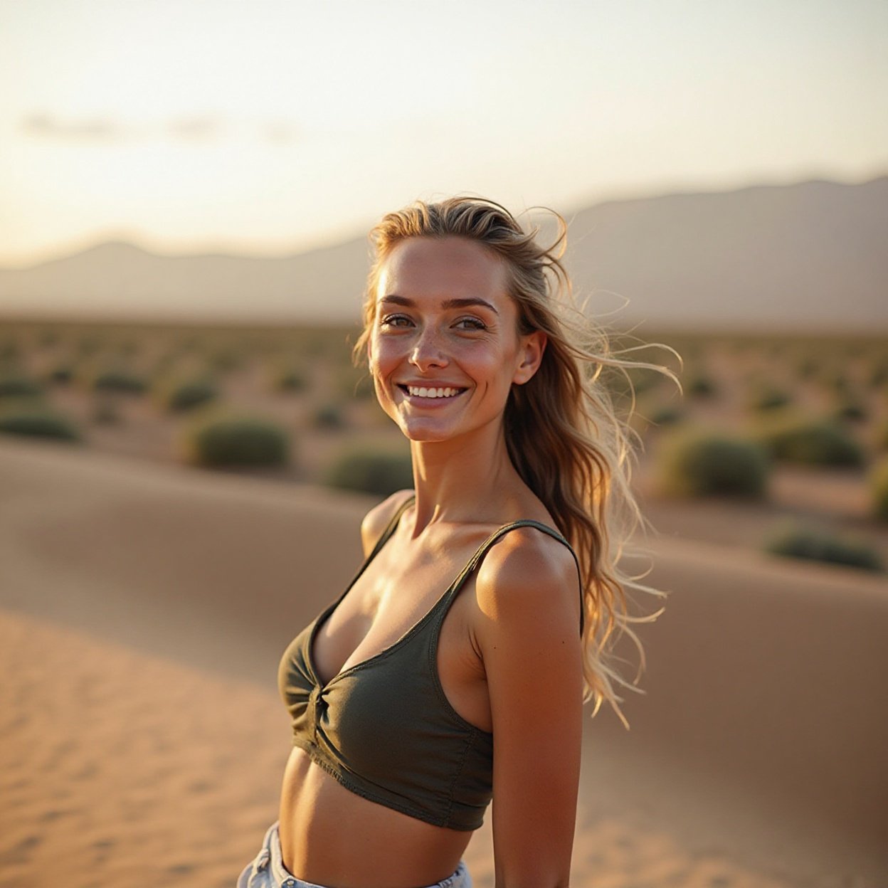 Beautiful smiling woman Desert retreats Beautiful smiling woman Desert retreats