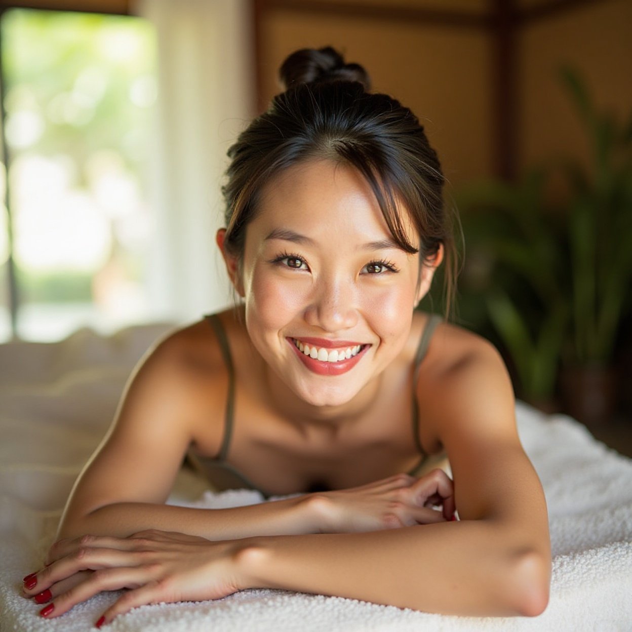 Beautiful smiling woman Traditional Thai massage Beautiful smiling woman Traditional Thai massage