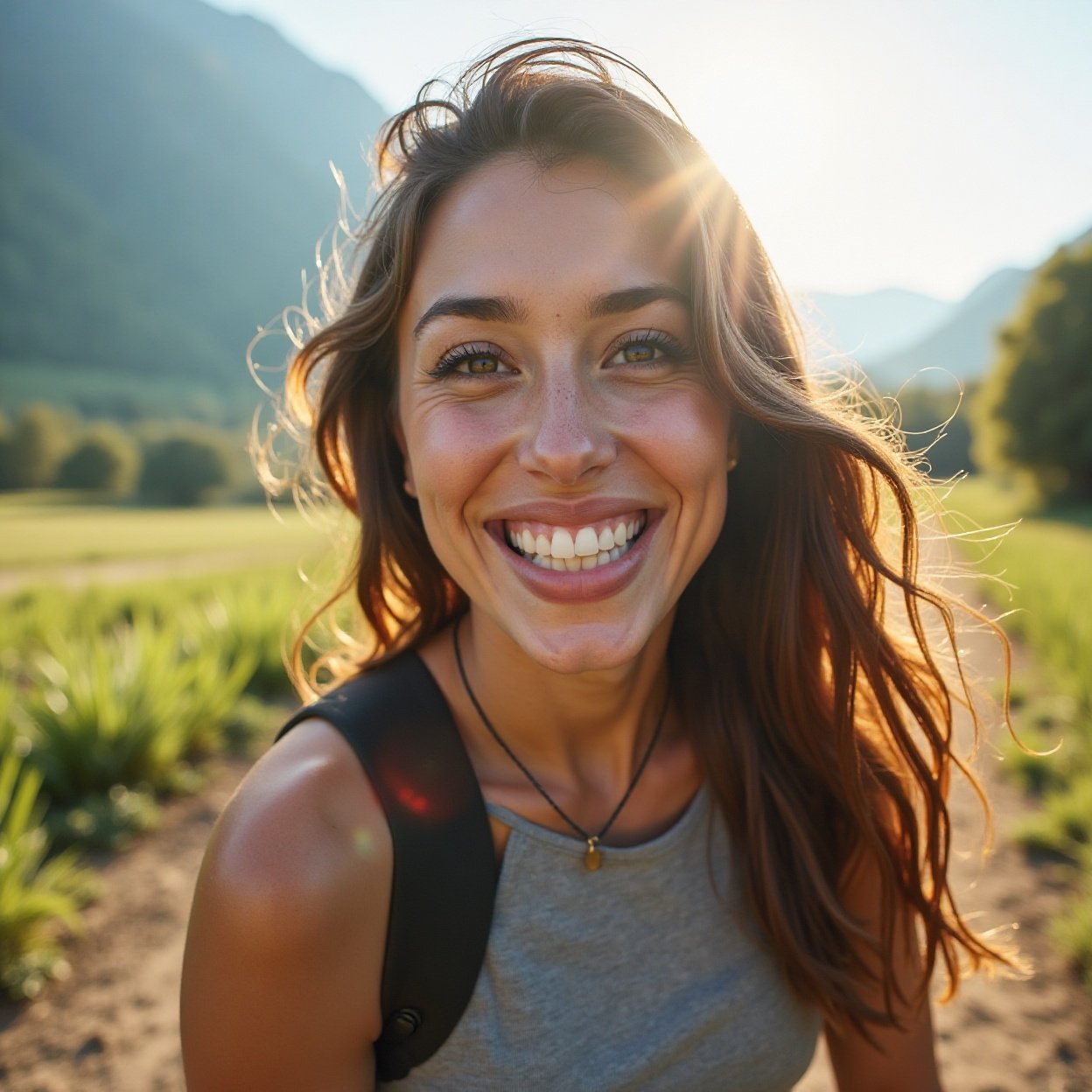 Beautiful smiling woman, easy pace, scenic routes Beautiful smiling woman, easy pace, scenic routes