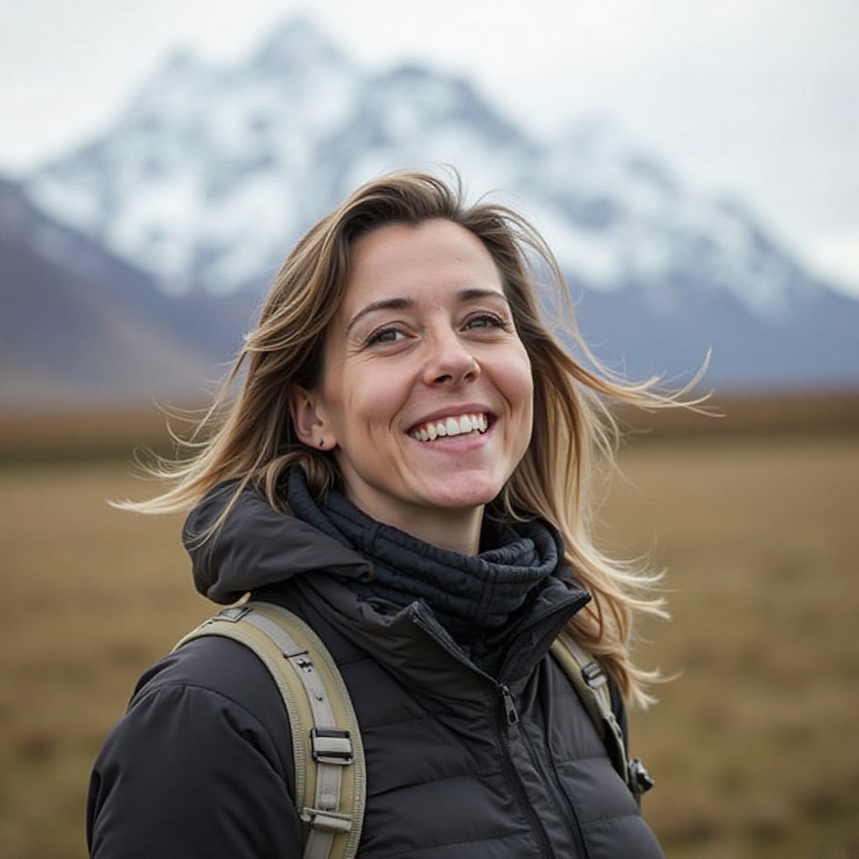 Beautiful smiling woman in Patagonia Beautiful smiling woman in Patagonia
