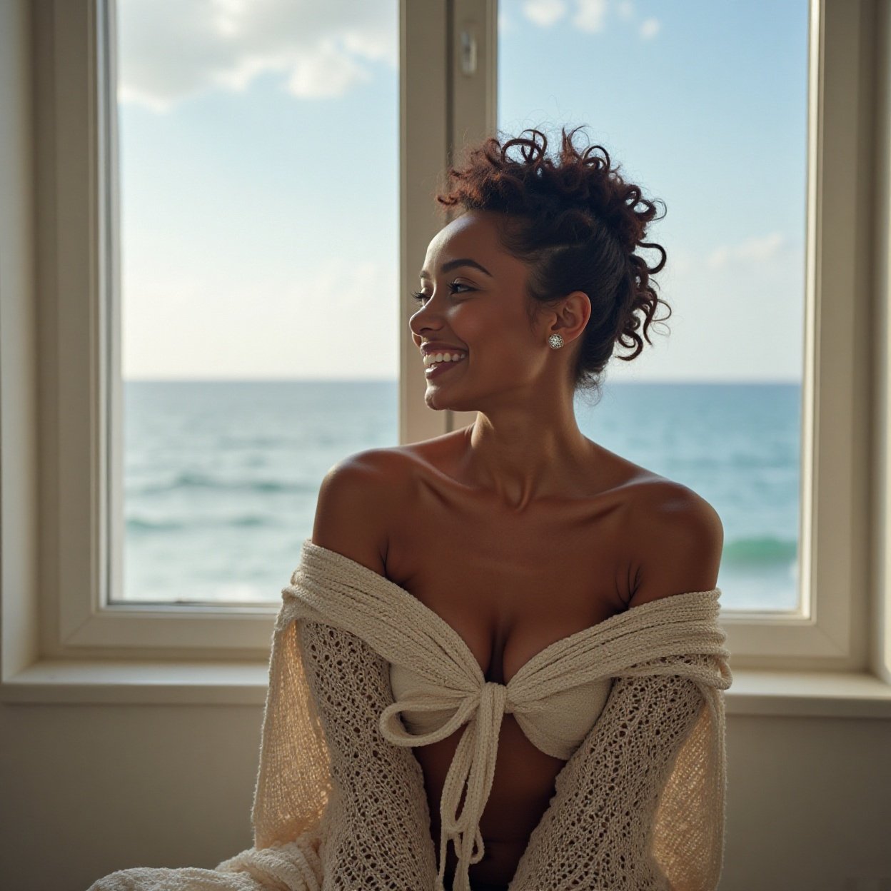 beautiful smiling woman black in Beautiful Environments Light, simplicity, and sea views beautiful smiling woman black in Beautiful Environments Light, simplicity, and sea views