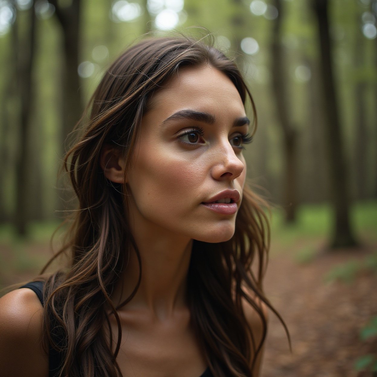 face of a beautiful woman, walking in the forest face of a beautiful woman, walking in the forest