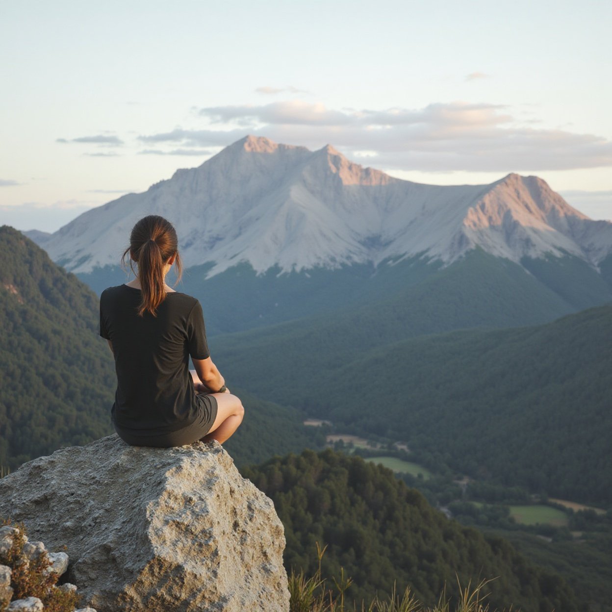 woman contemplating the mountain woman contemplating the mountain